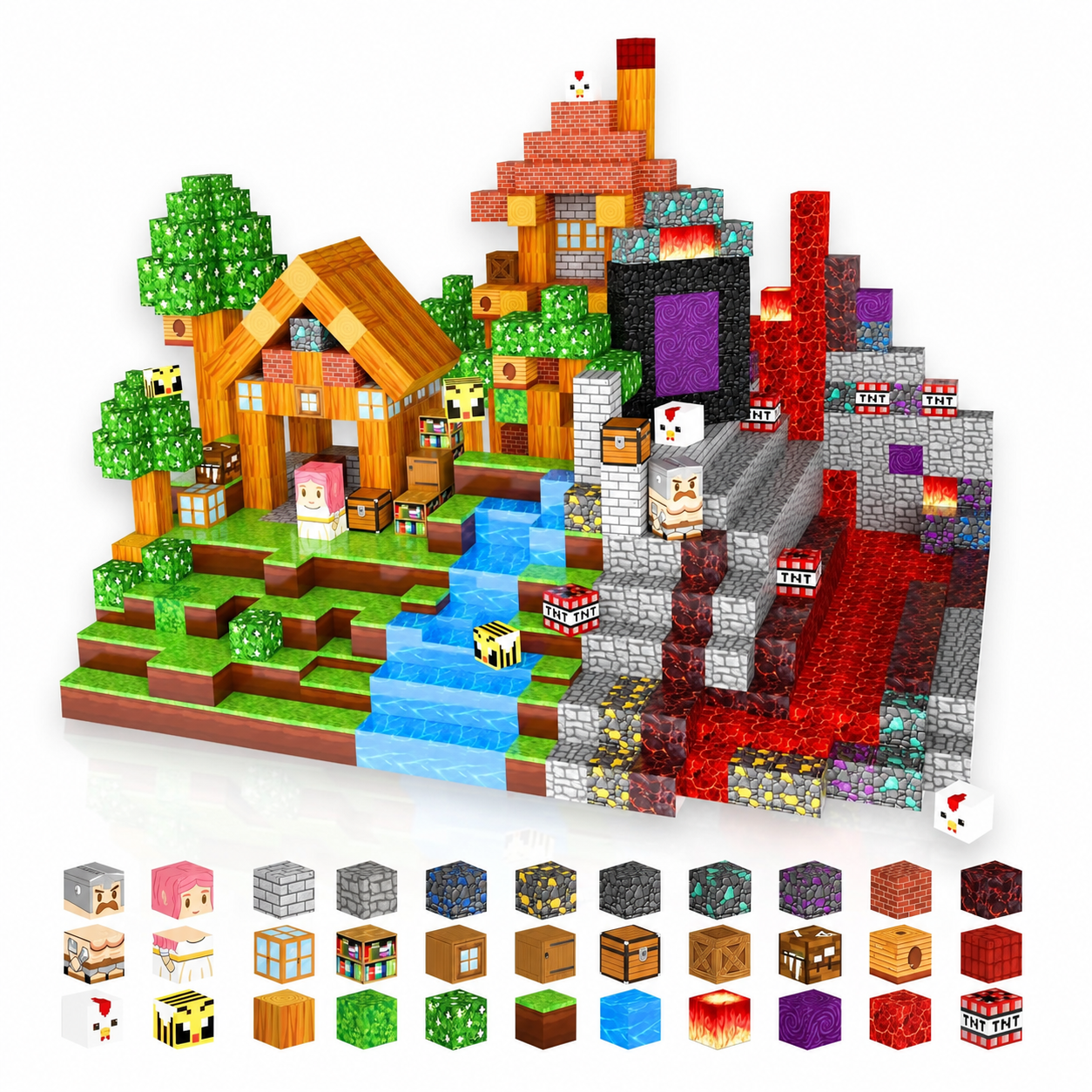 Christmas Snow Village And Forest Building Blocks Toy Set For Kids