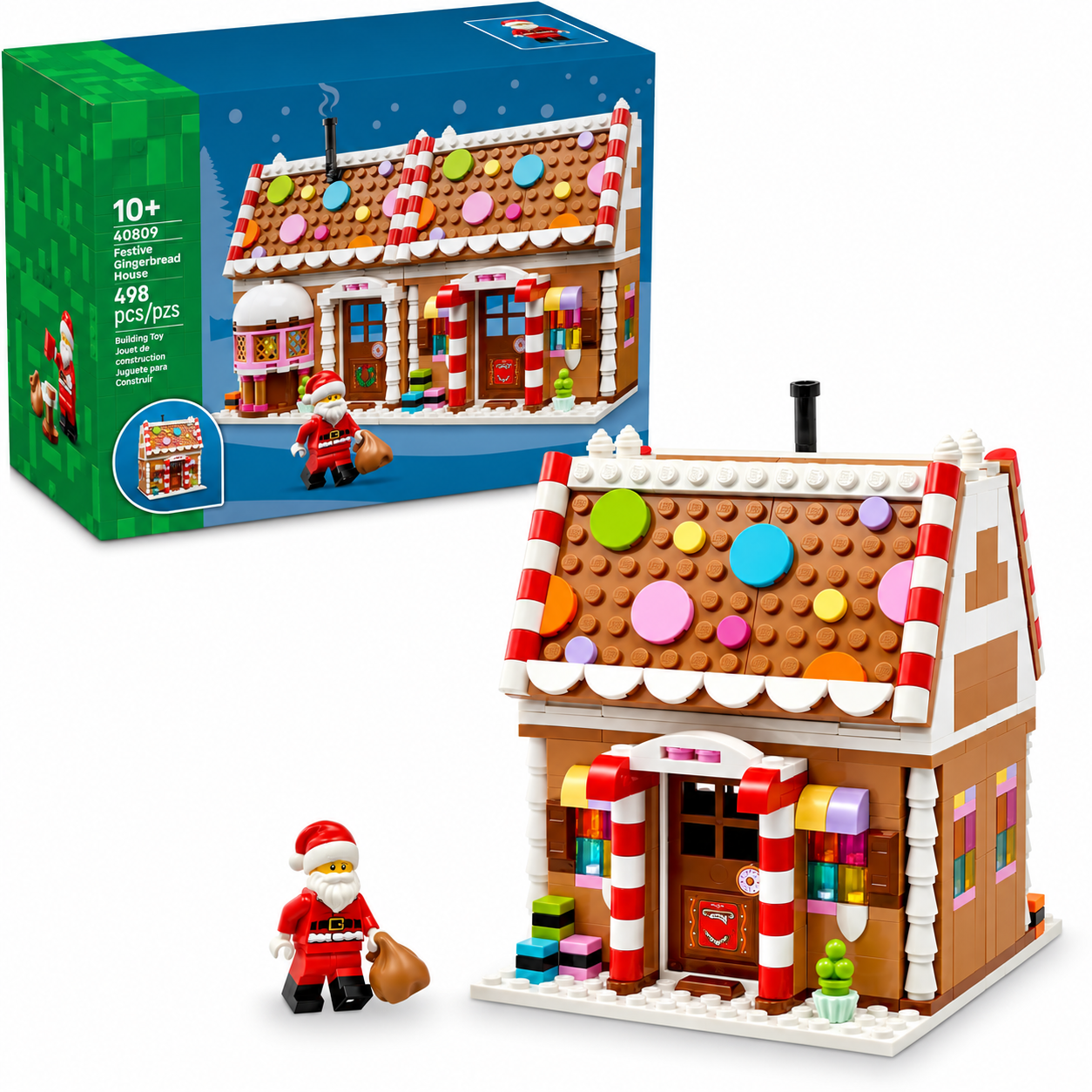 Festive Gingerbread House Christmas Building Toy 498 Piece Set For Kids