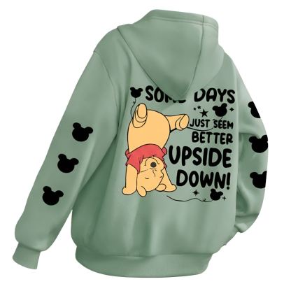 Some Days Just Seem Upside Cartoon Print Pullover Hooded