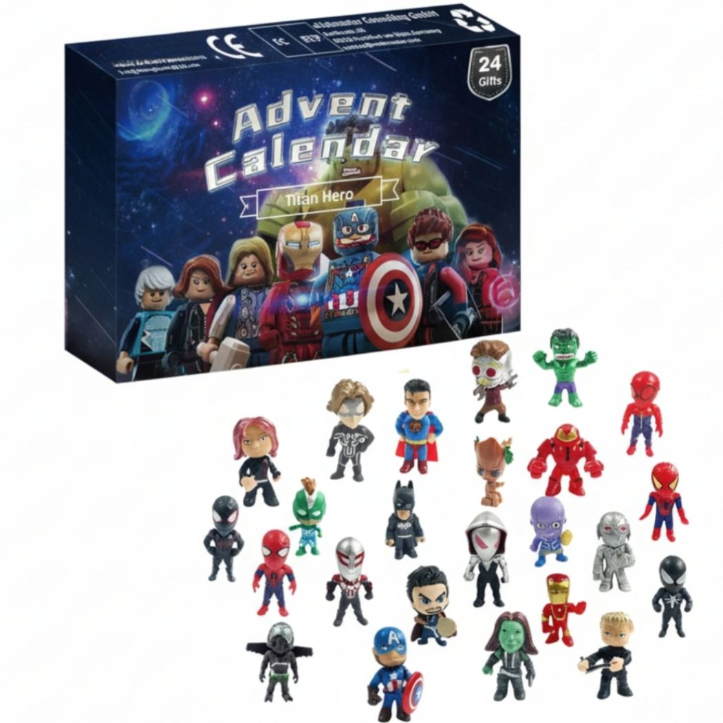 Christmas Countdown Calendar With 24 Superhero Mini Figures For Kids