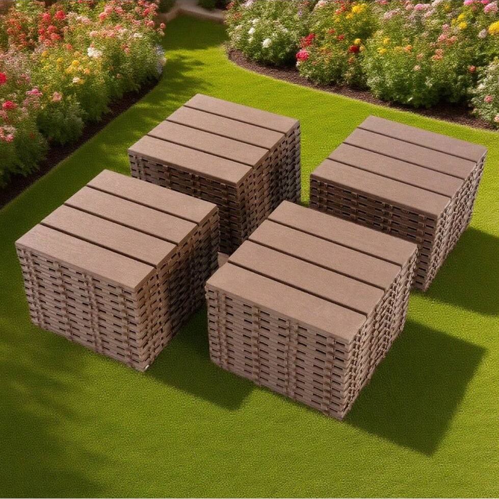  Interlocking Deck Tiles, Plastic Waterproof Outdoor Flooring For Patio, Pool, Backyard, Balcony – All-Weather