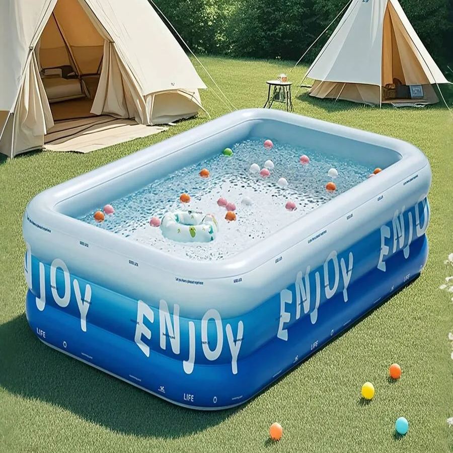 Large Inflatable Swimming Pool, Ocean Design, Cute & Durable PVC Material, Foldable & Portable, Suitable For Family Garden Parties And Backyard Entertainment, Patio Decor Pool, Colorful