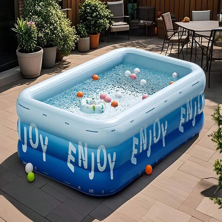 Large Inflatable Swimming Pool, Ocean Design, Cute & Durable PVC Material, Foldable & Portable, Suitable For Family Garden Parties And Backyard Entertainment, Patio Decor Pool, Colorful