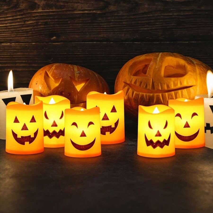 Halloween Flameless LED Pumpkin Candles For Party Night Room Decor