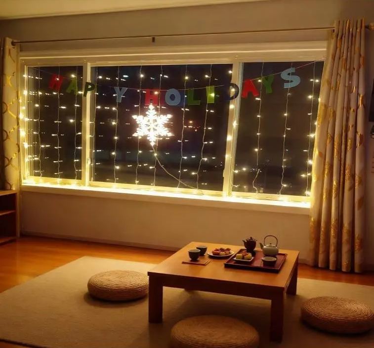 Pack Of 2 300 LED Curtain String Lights with Remote Control for Christmas and Indoor Decor