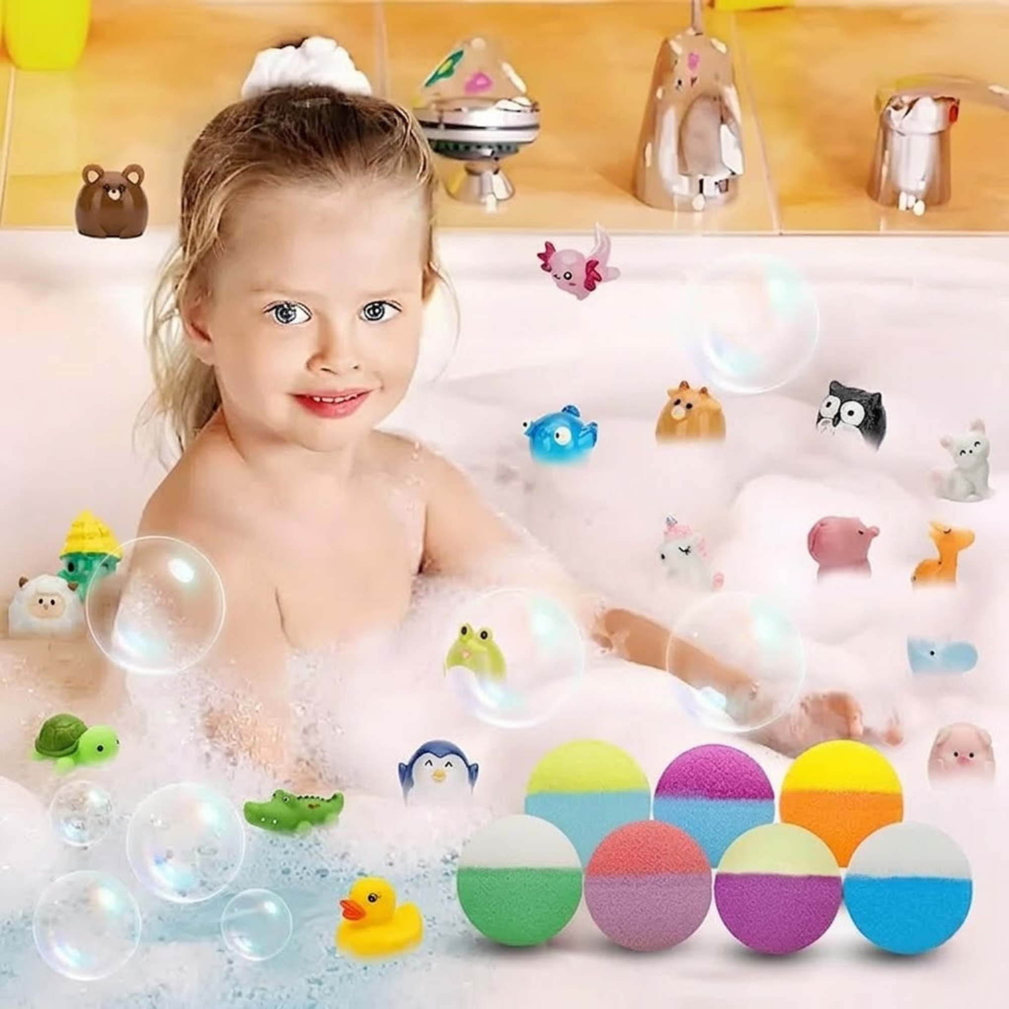 Rainbow Color Themed Bath Bomb Toy Set For Kids
