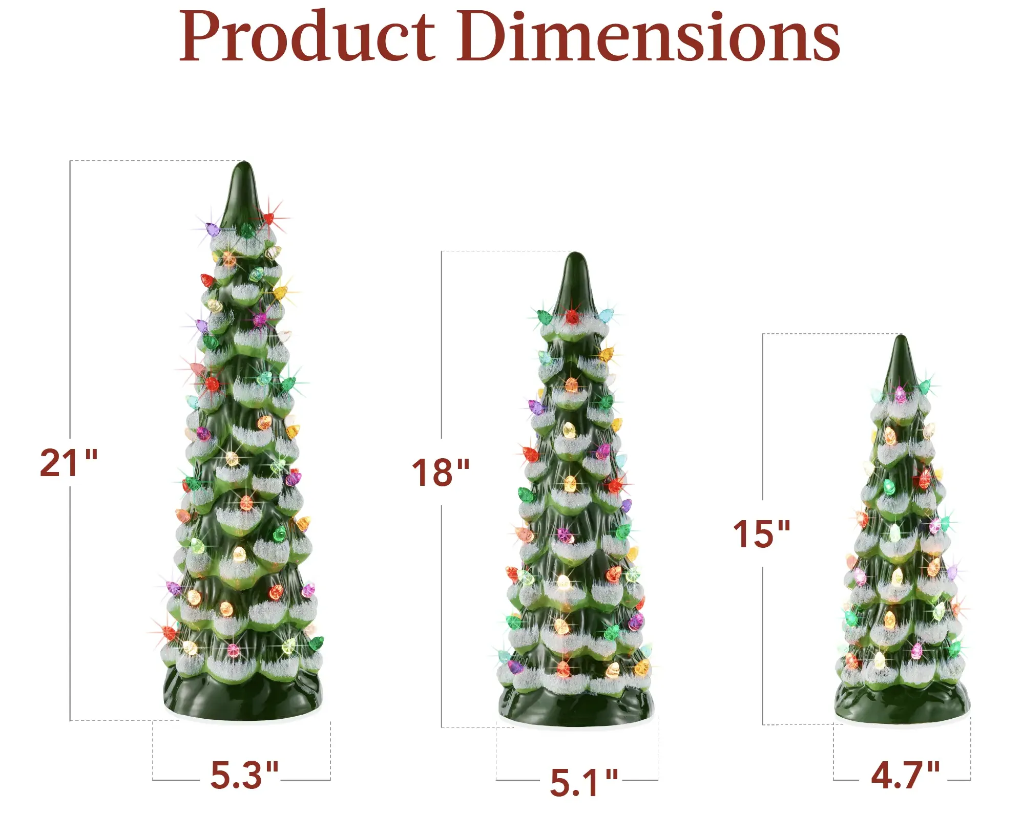 Best Choice Products Set of 3 XL Pre-Lit Hand-Painted Ceramic Tabletop Christmas Trees