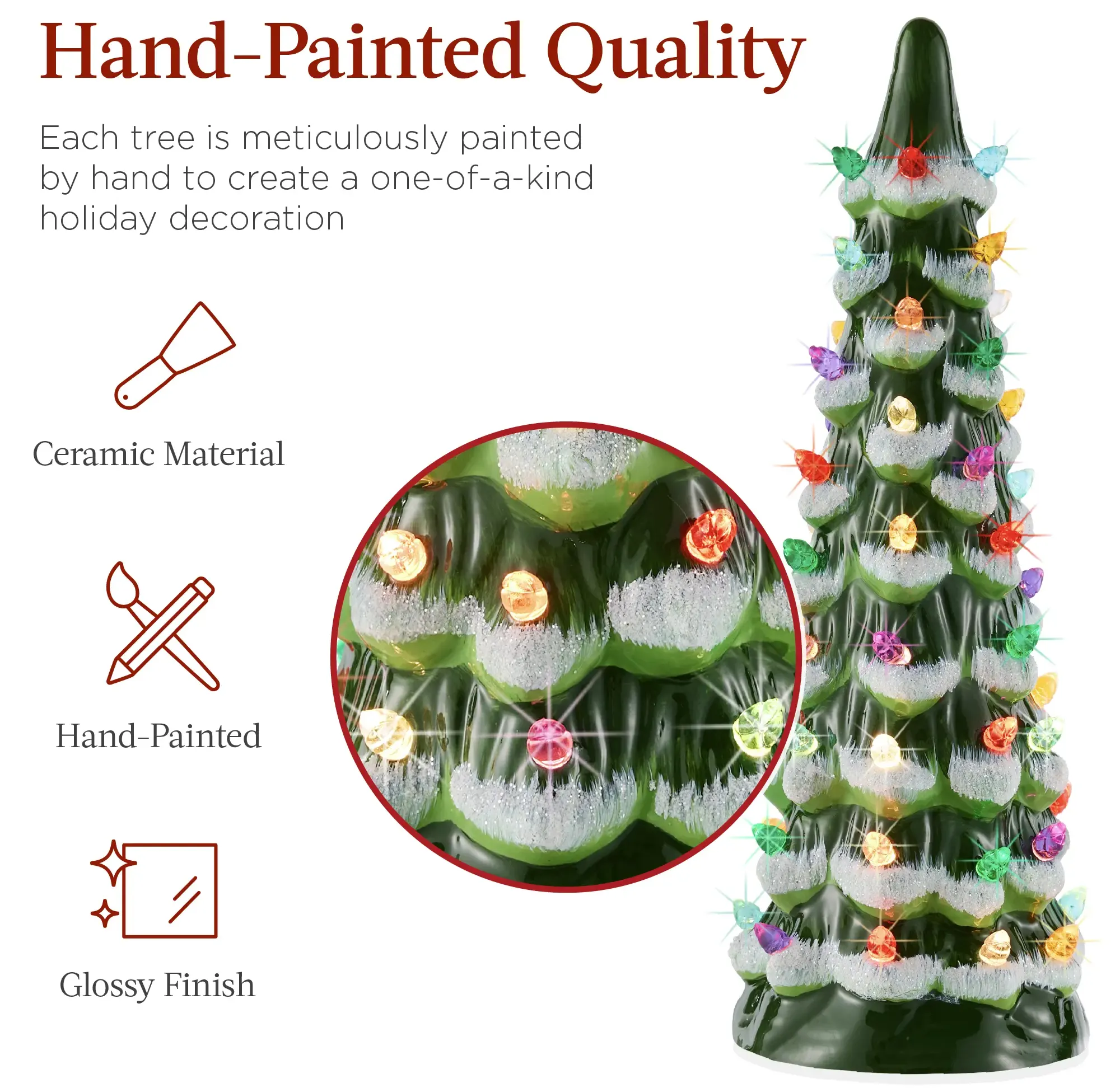 Best Choice Products Set of 3 XL Pre-Lit Hand-Painted Ceramic Tabletop Christmas Trees