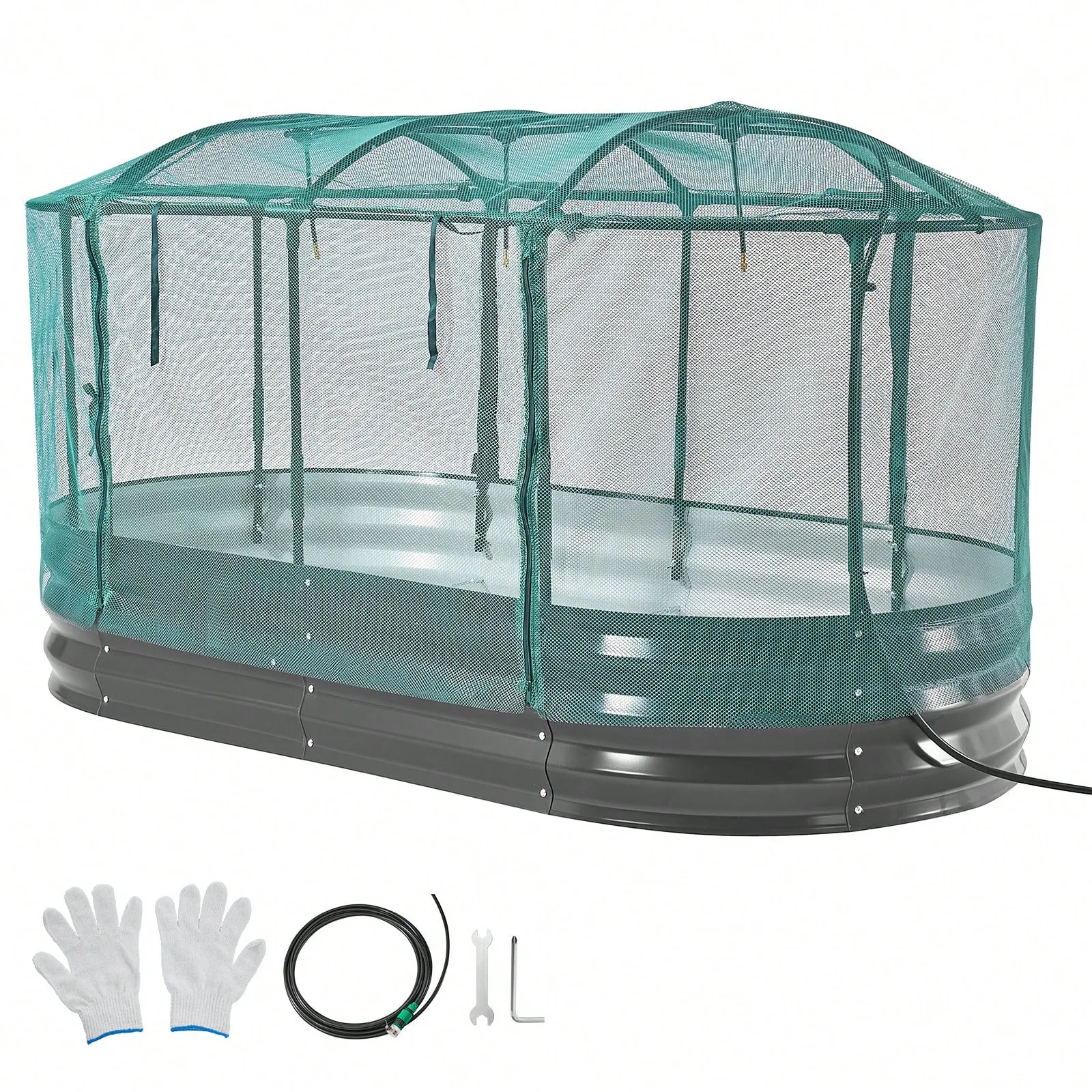 Oval Galvanized Steel Raised Garden Bed Open Bottom Planter Box