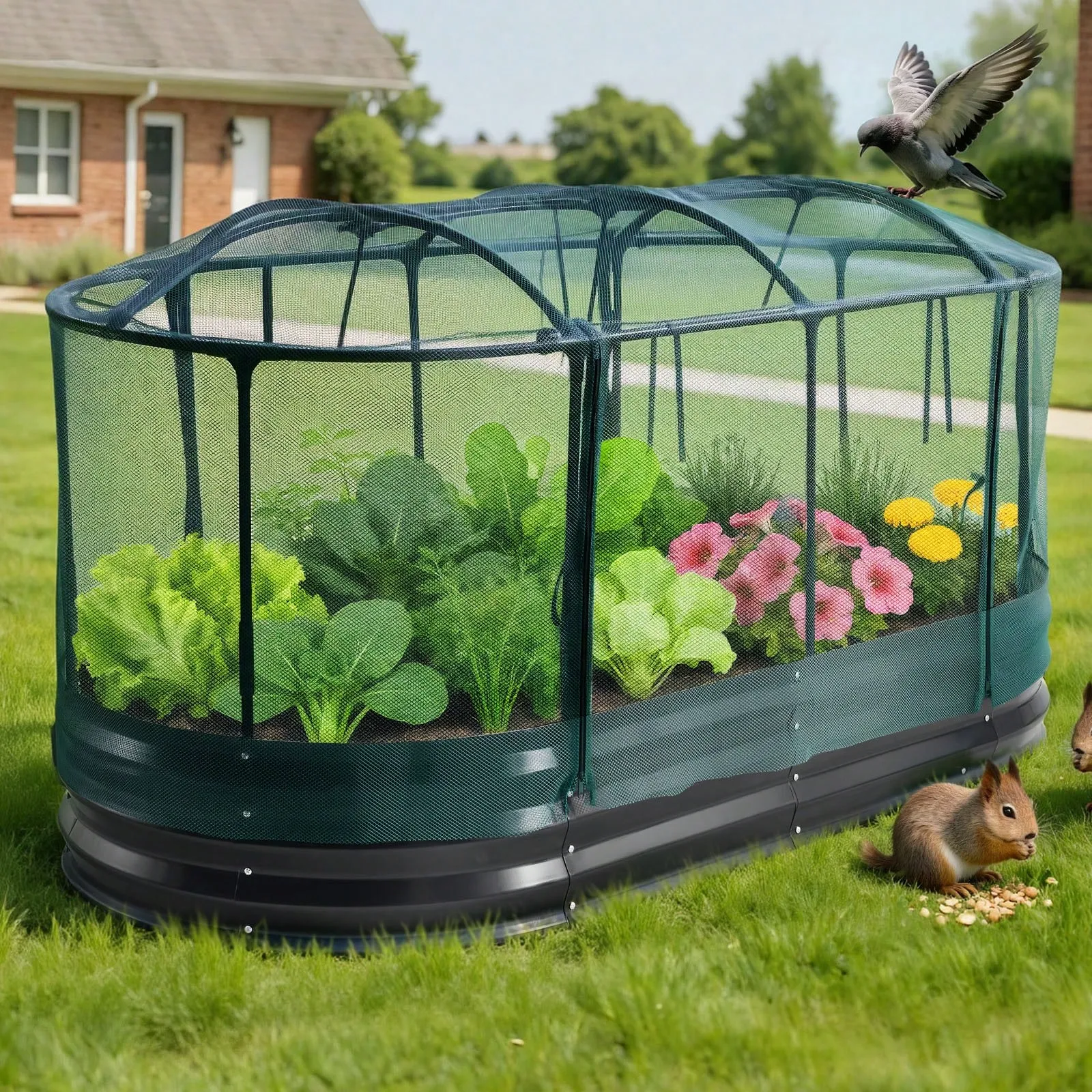 Oval Galvanized Steel Raised Garden Bed Open Bottom Planter Box