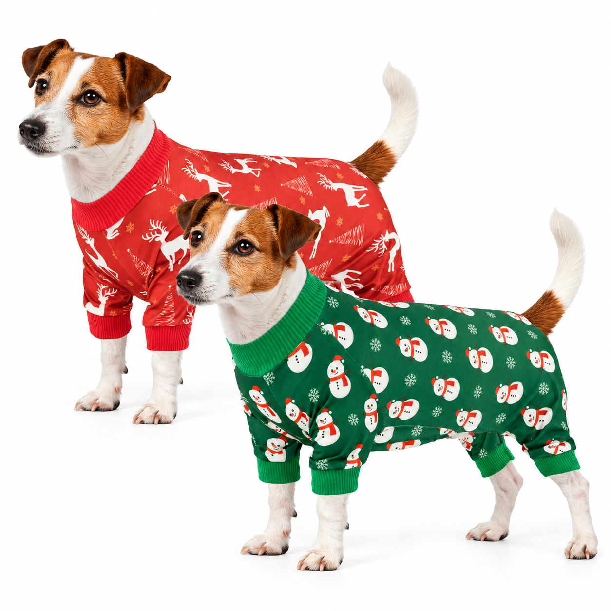 Pack of 2 Christmas Dog Pajamas Onesie Jumpsuit Outfit Set