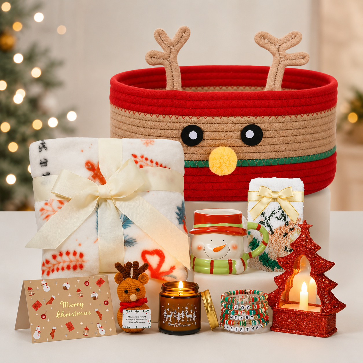 Christmas Gifts Set With Blanket And Coffee Mug