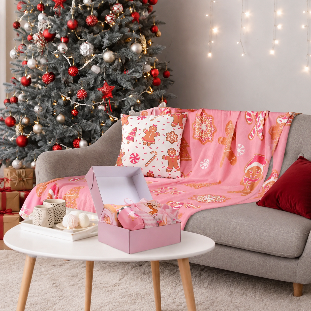Christmas Gifts Set With Blanket And Coffee Mug