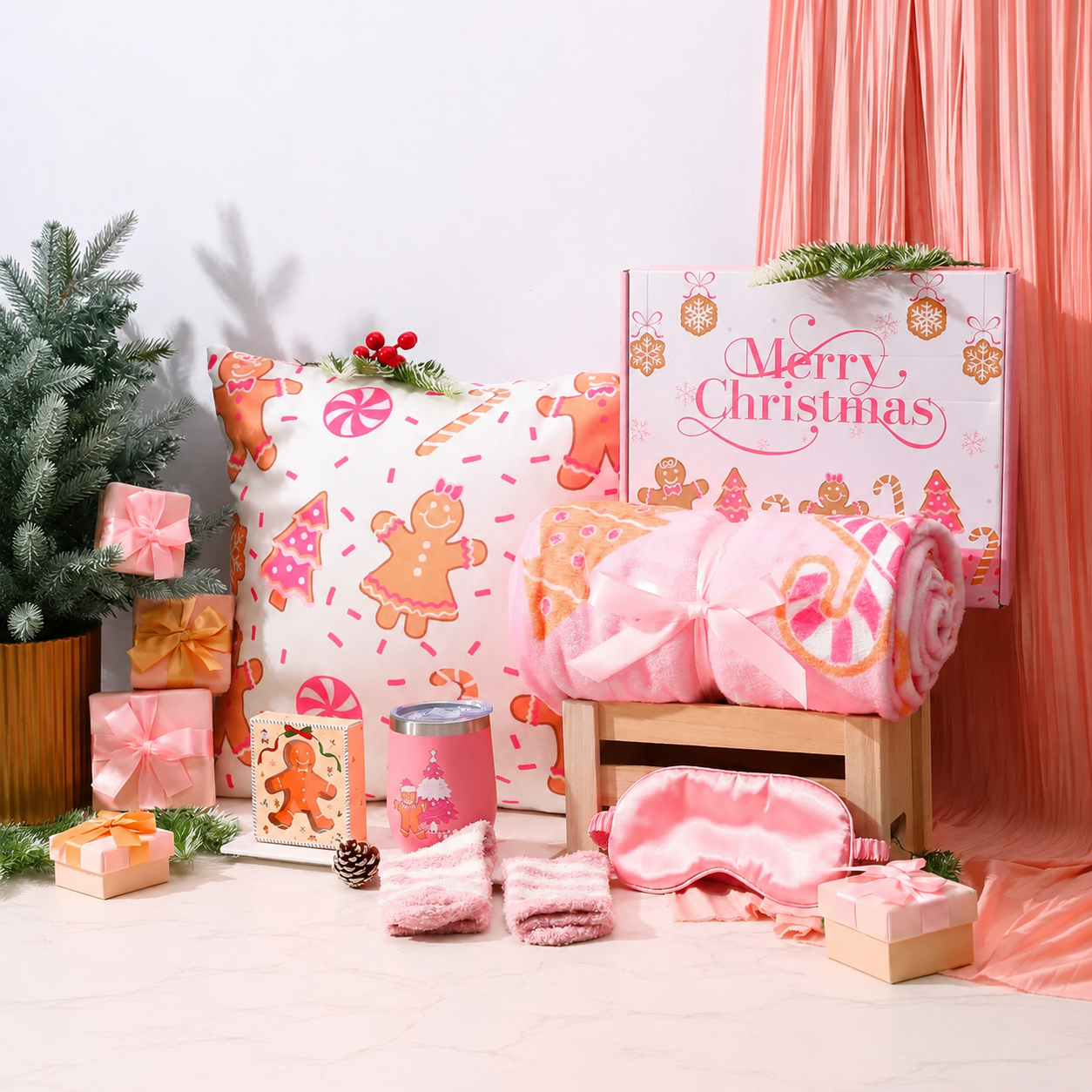 Christmas Gifts Set With Blanket And Coffee Mug