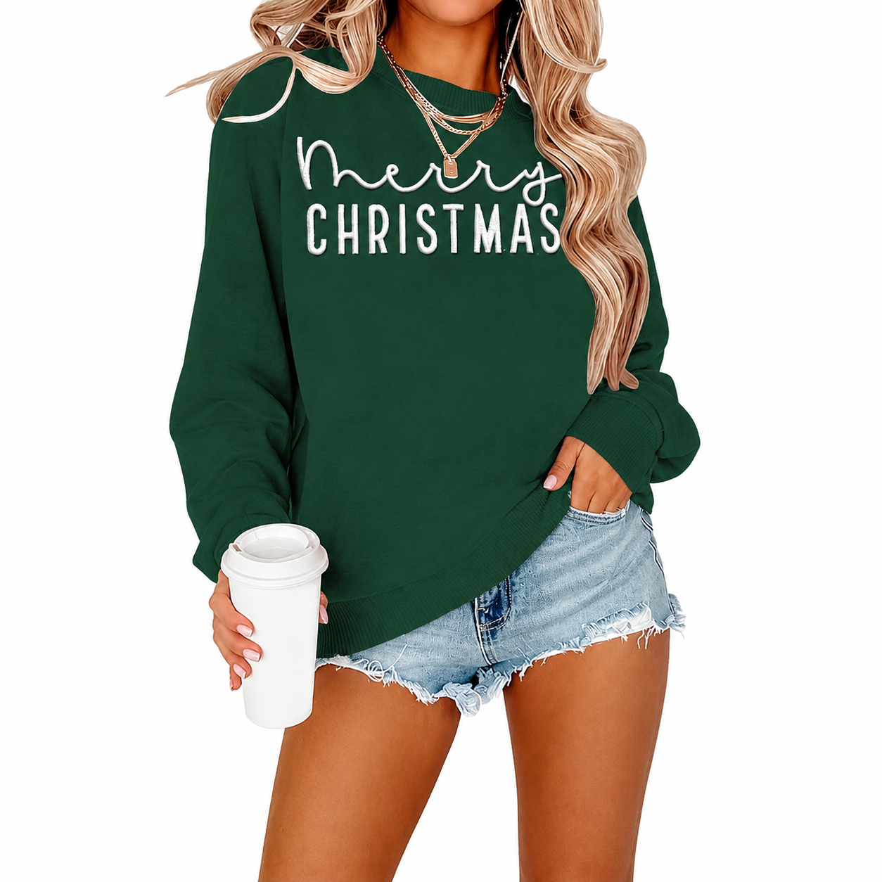 Christmas Embroidered Graphic Sweatshirt For Women  