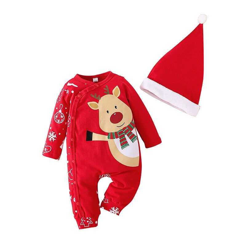 Long-Sleeved Christmas Theme Baby Red Romper-Children Cloth Shop