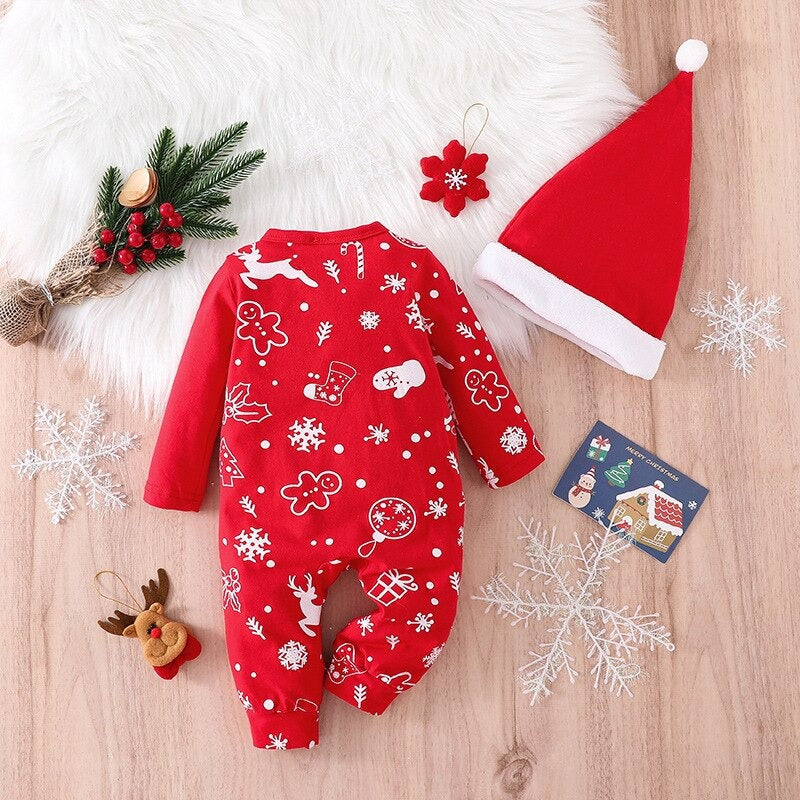 Long-Sleeved Christmas Theme Baby Red Romper-Children Cloth Shop