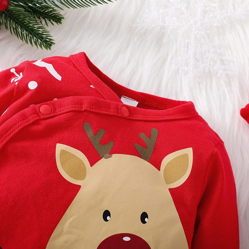 Long-Sleeved Christmas Theme Baby Red Romper-Children Cloth Shop