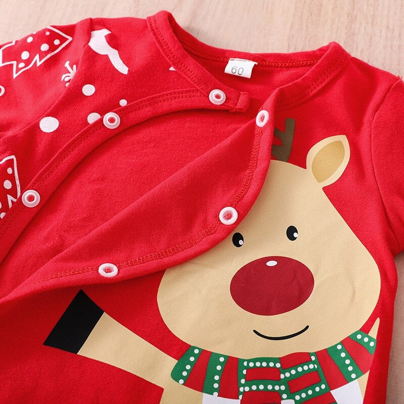 Long-Sleeved Christmas Theme Baby Red Romper-Children Cloth Shop