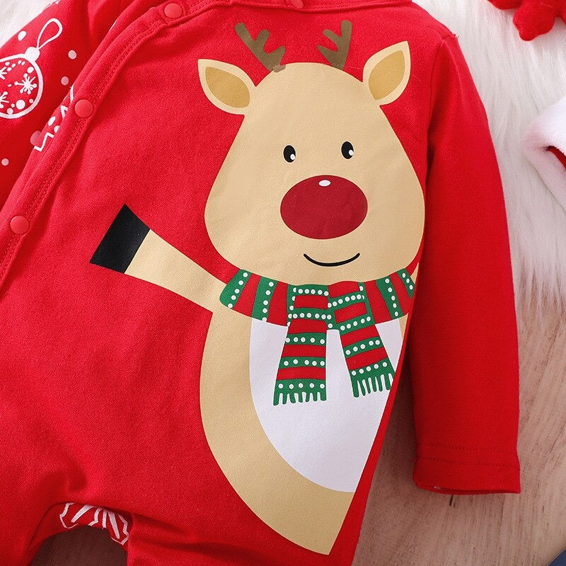 Long-Sleeved Christmas Theme Baby Red Romper-Children Cloth Shop