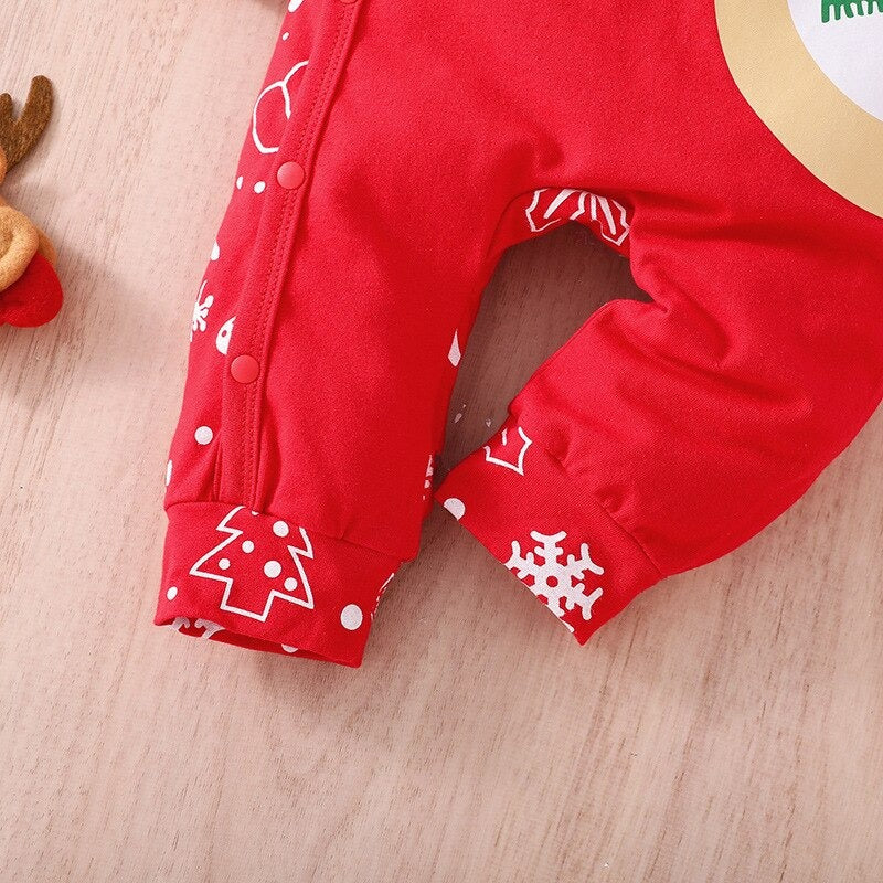 Long-Sleeved Christmas Theme Baby Red Romper-Children Cloth Shop