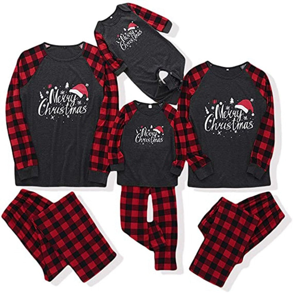 Merry Squares Xmas Family Matching Pajama Set - Amzemart