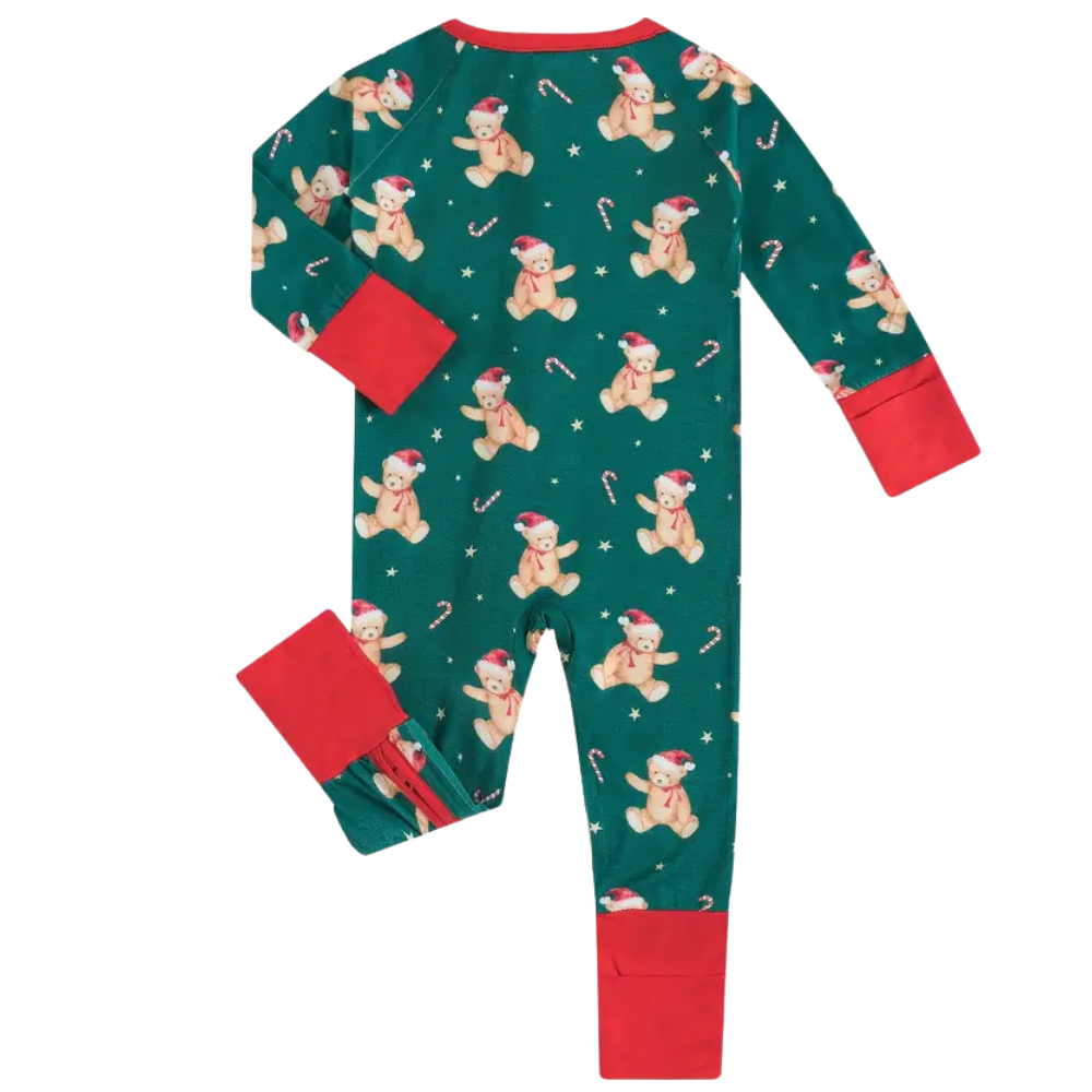 Christmas Bear Pattern Bodysuit for Outdoor Wear