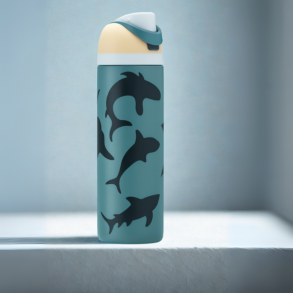 Ocean Shark Print 24oz Flip Spout Water Bottle