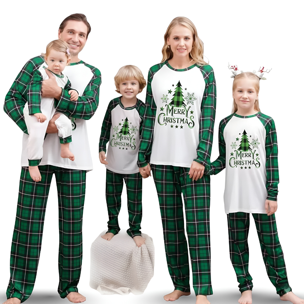 Merry Christmas Plaid Family Matching Pajama Set