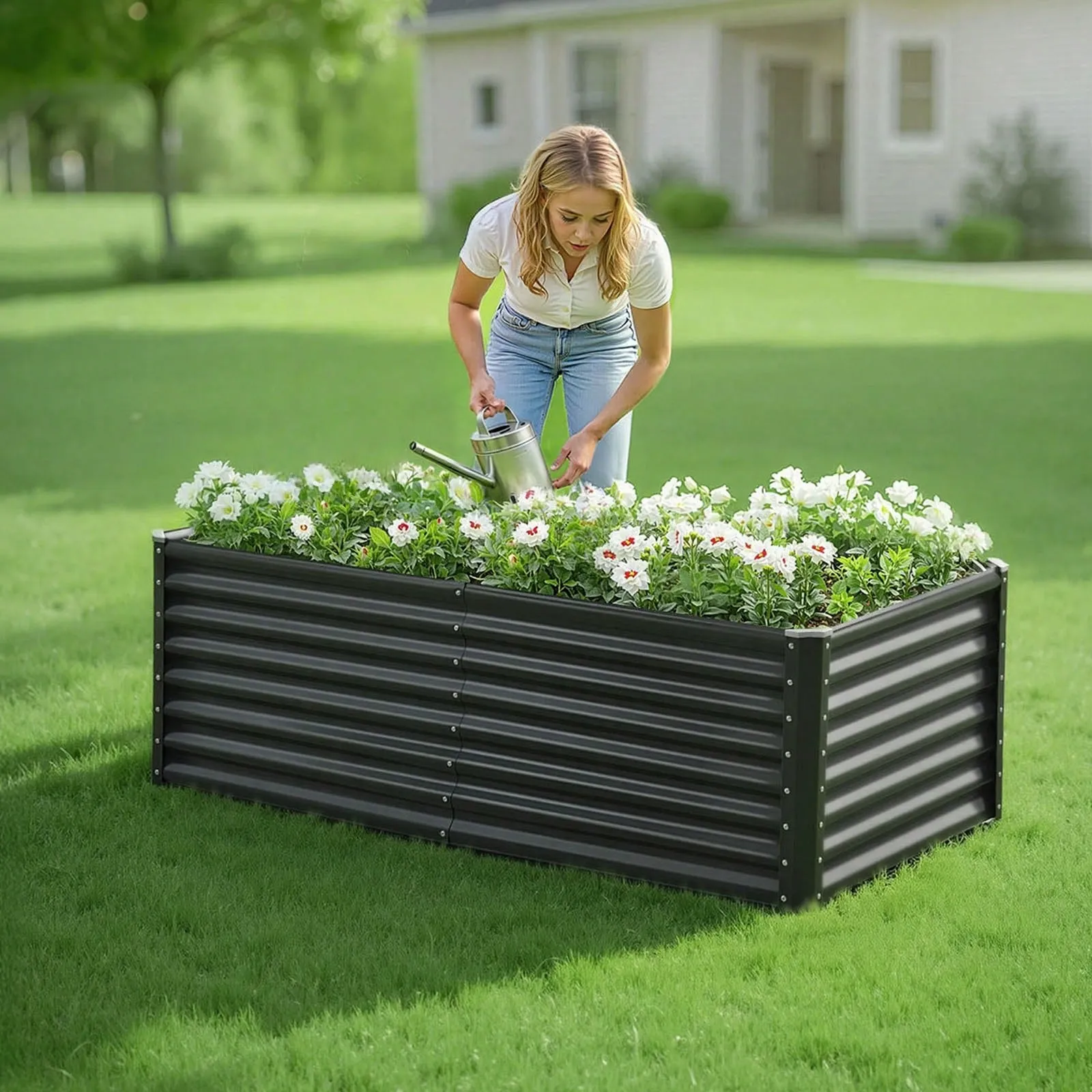 Galvalume Steel Raised Garden Bed Open Bottom Planter Box