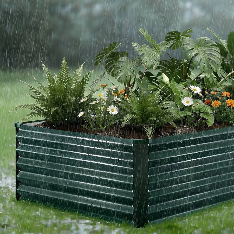 Galvanized Raised Garden Bed Open Bottom Steel Planter Box