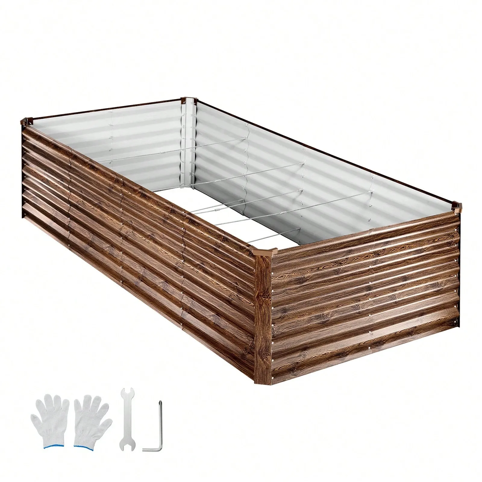 Galvanized Raised Garden Bed Open Bottom Steel Planter Box
