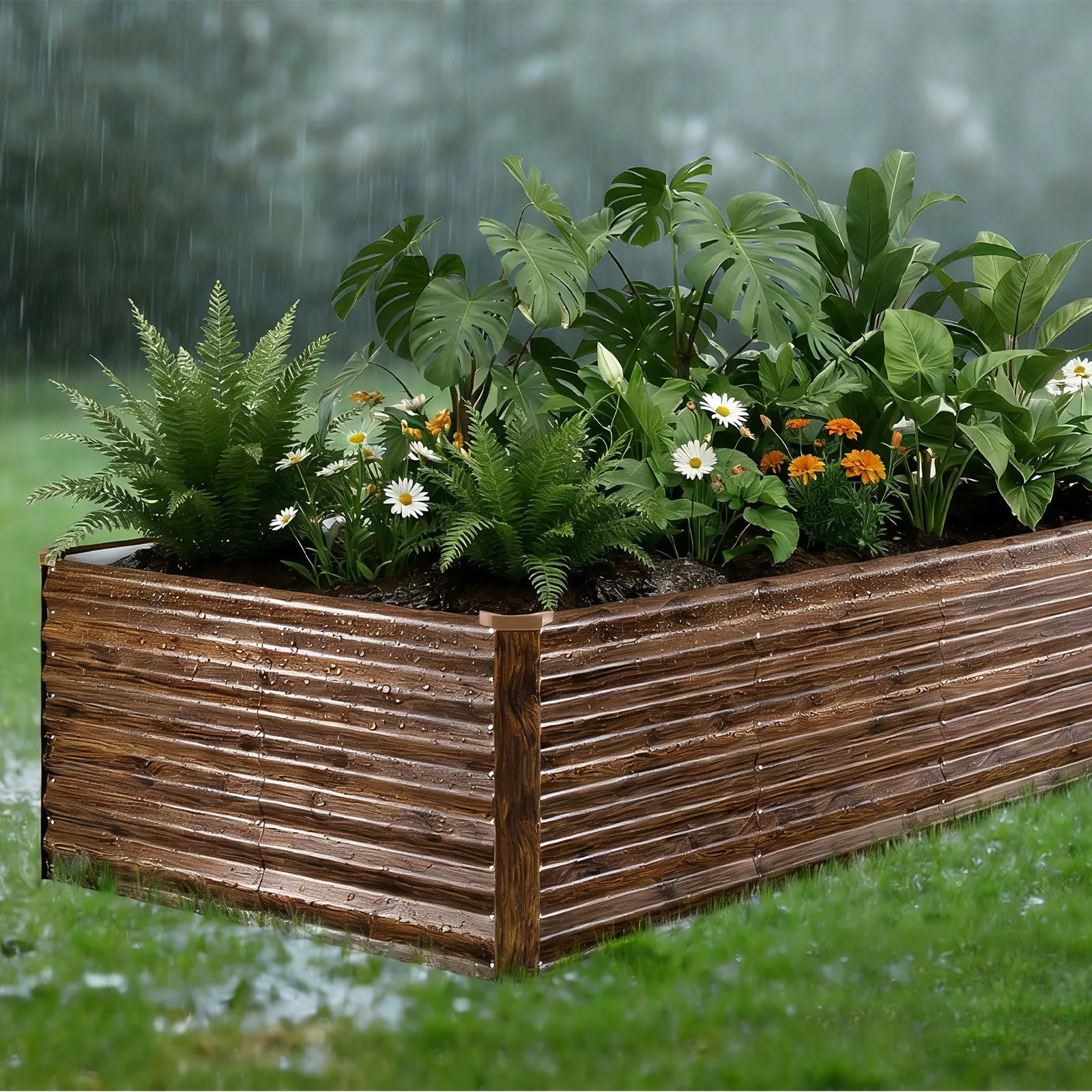Galvanized Raised Garden Bed Open Bottom Steel Planter Box