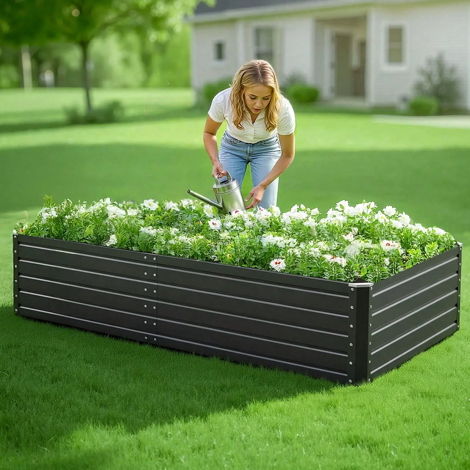 Galvalume Steel Raised Garden Bed Open Bottom Planter Box