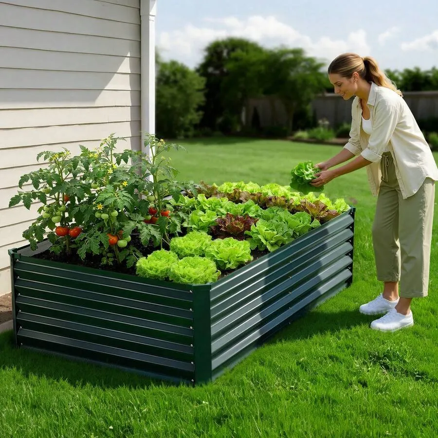 Galvanized Raised Garden Bed Open Bottom Steel Planter Box