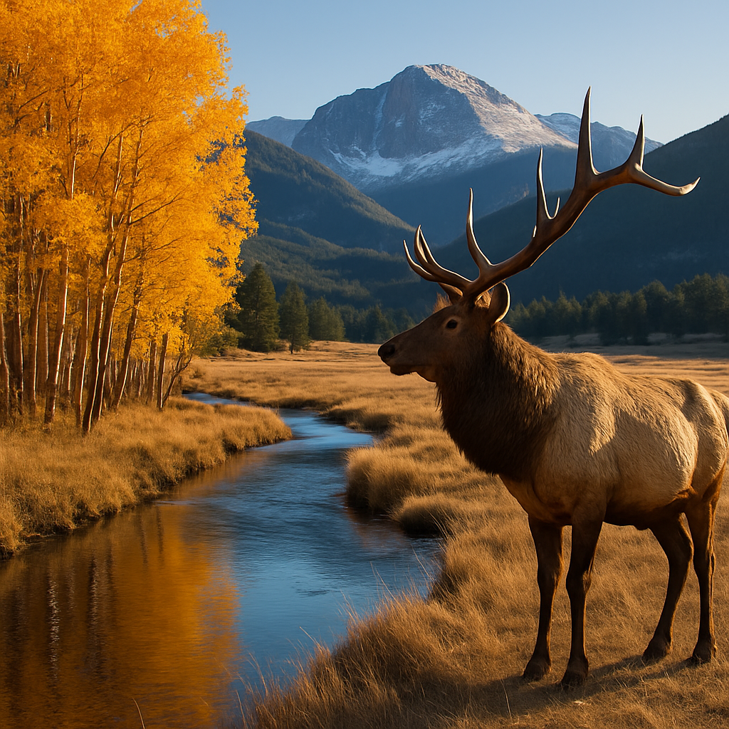 Autumn Elk At Moraine Park With Longs Peak First Snow paint by diamond