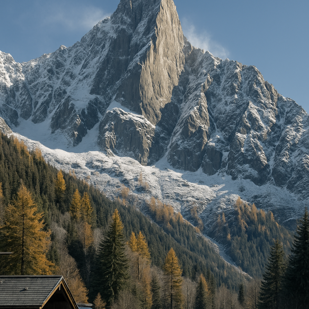 First Snow On The Aiguille Du Dru Above Chamonix France Painting by diamonds kit