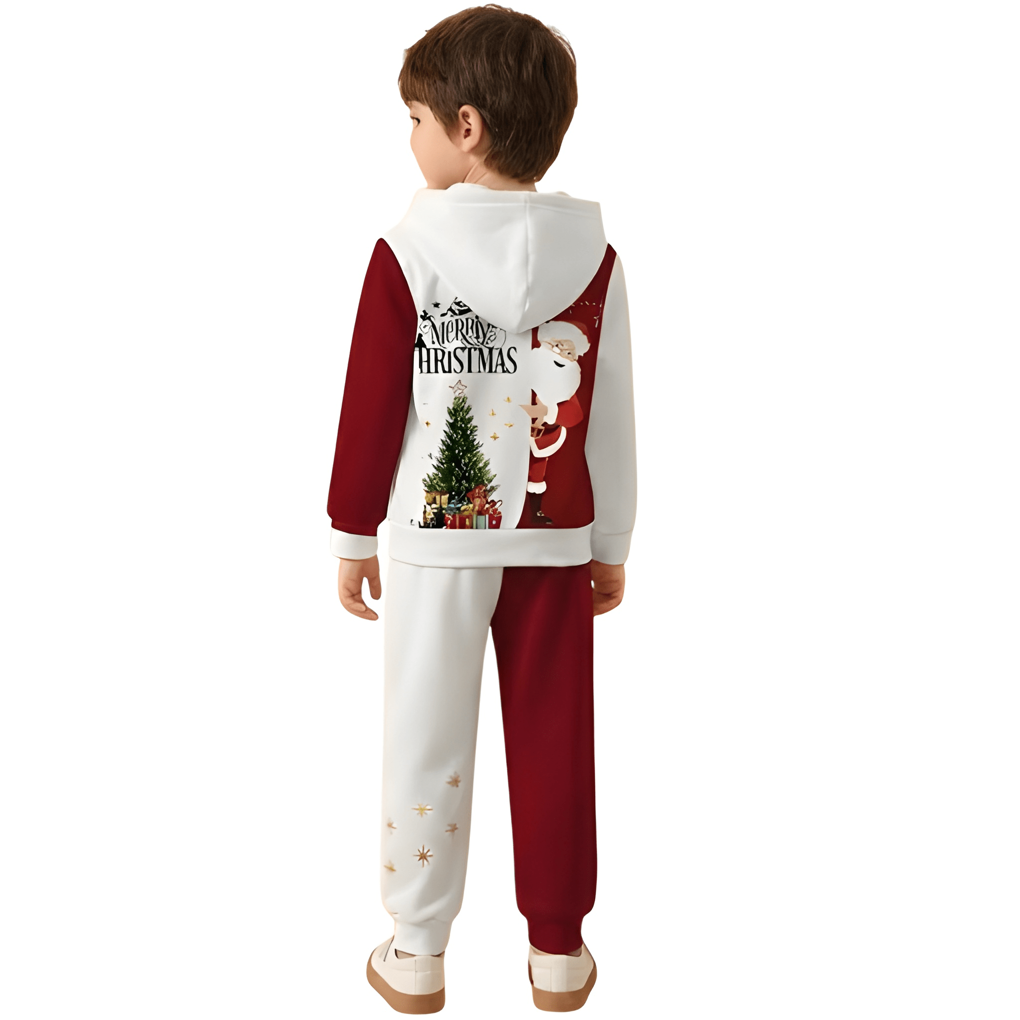 Christmas Graphic Printed Kids Hoodie Set