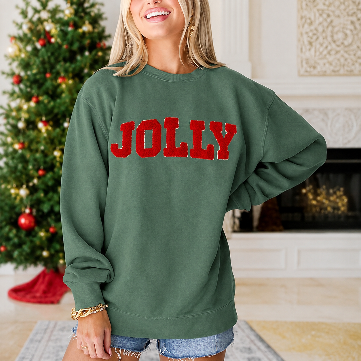 Oversized Printed Christmas Top Sweatshirt For Women