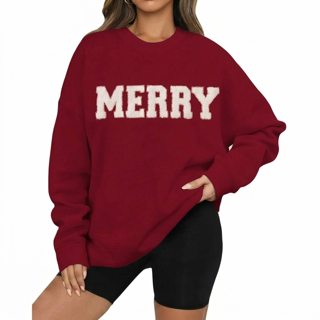 Oversized Printed Christmas Top Sweatshirt For Women