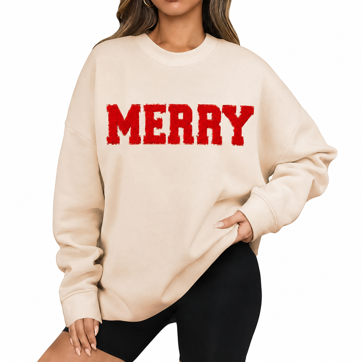 Oversized Printed Christmas Top Sweatshirt For Women