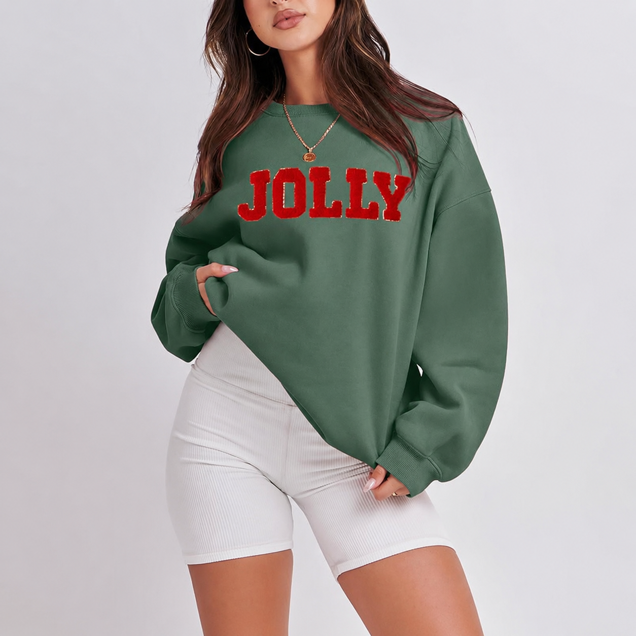 Oversized Printed Christmas Top Sweatshirt For Women