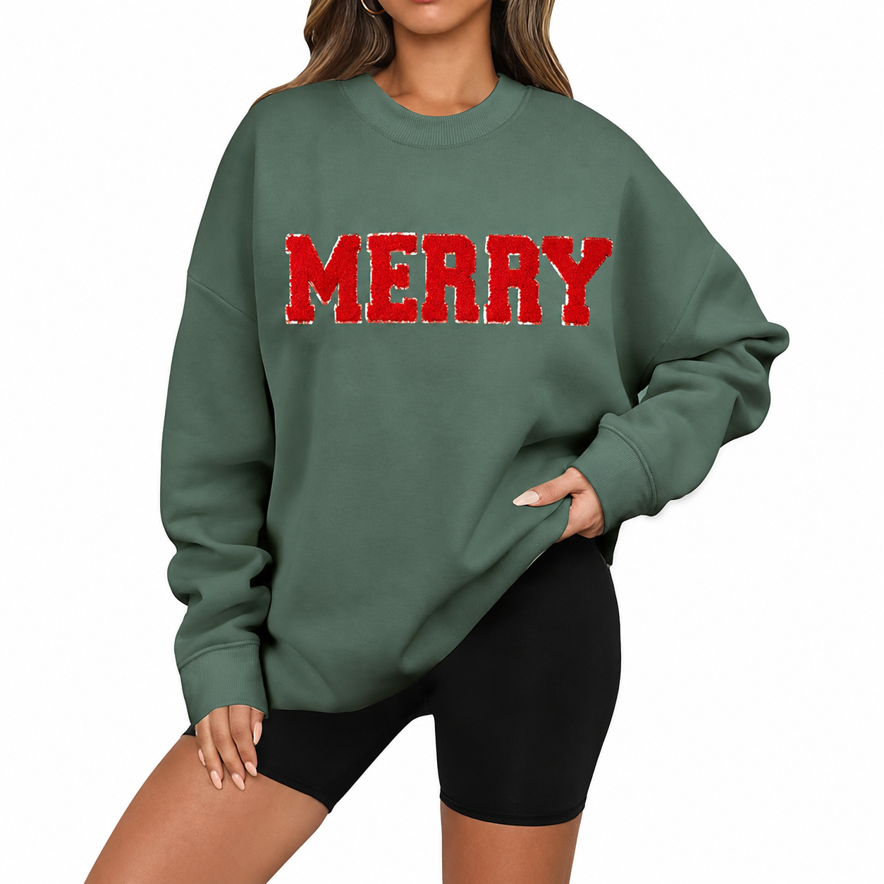 Oversized Printed Christmas Top Sweatshirt For Women