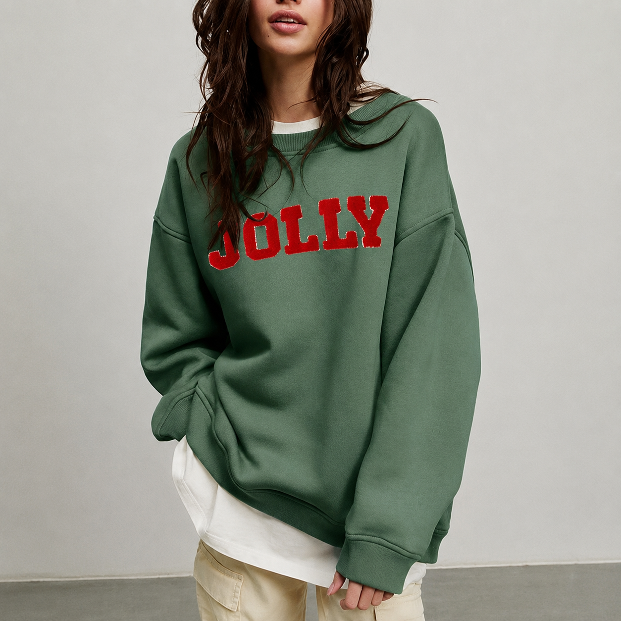 Oversized Printed Christmas Top Sweatshirt For Women