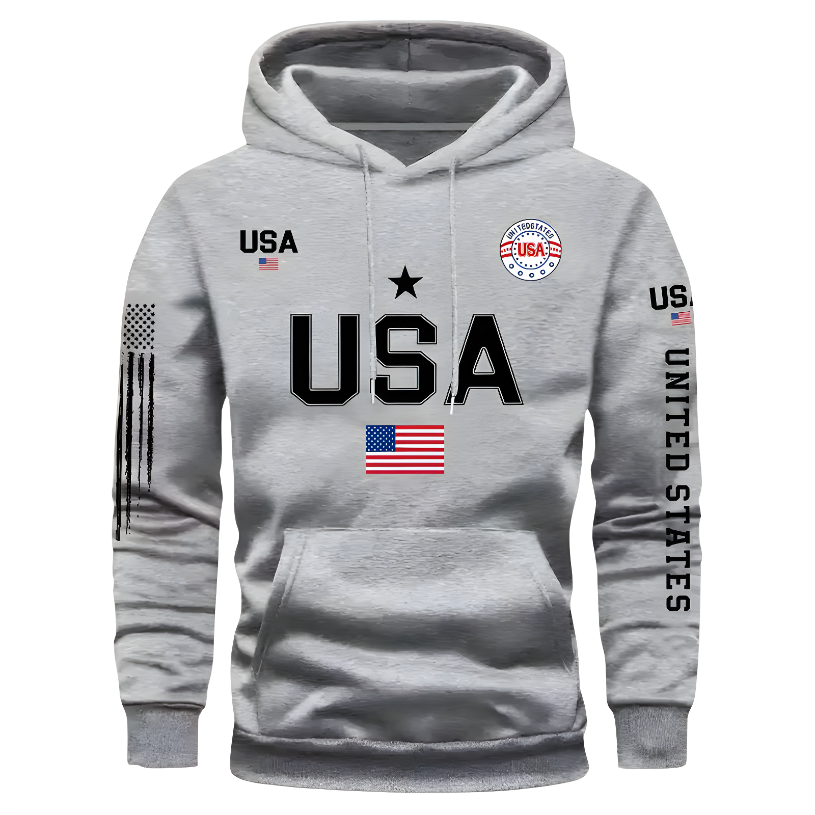Men Fleece Hoodie With USA Flag Pattern