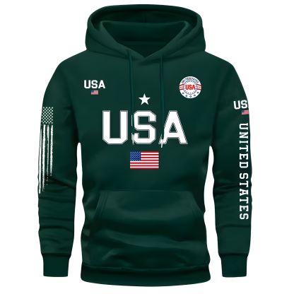 Men Fleece Hoodie With USA Flag Pattern