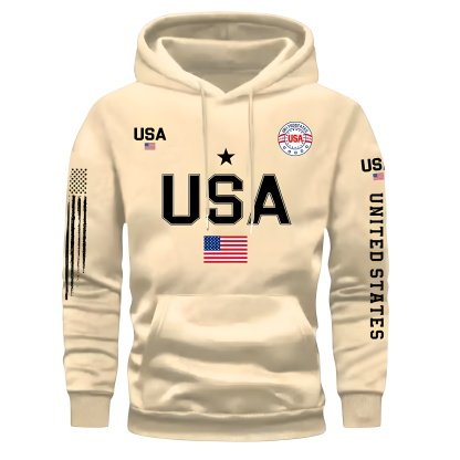 Men Fleece Hoodie With USA Flag Pattern