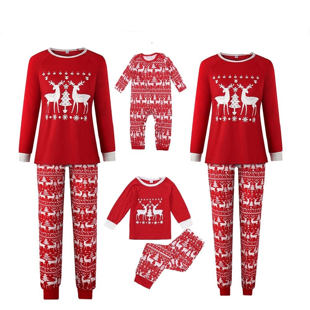 Classic Reindeer Family Matching Pajama Set - Amzemart