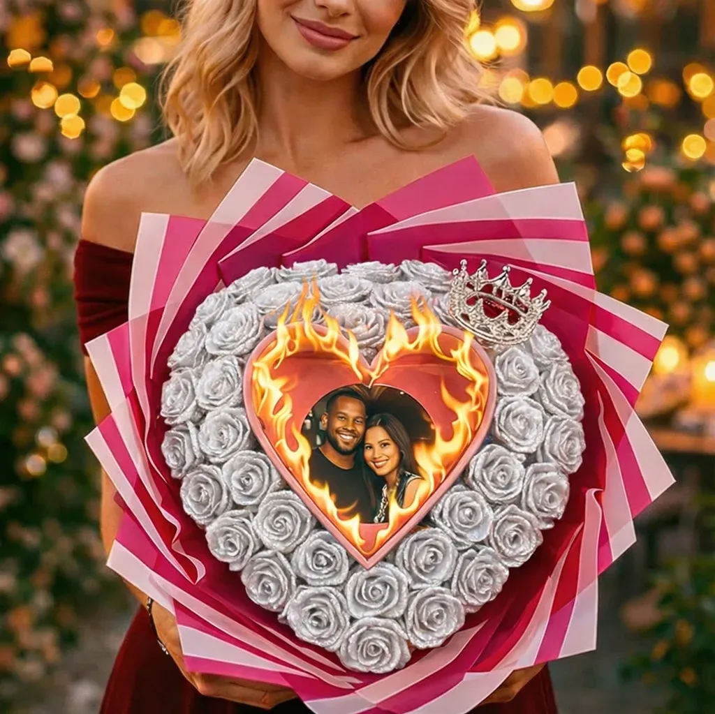 Personalized Everlasting Glitter Rose Bouquet For Gift