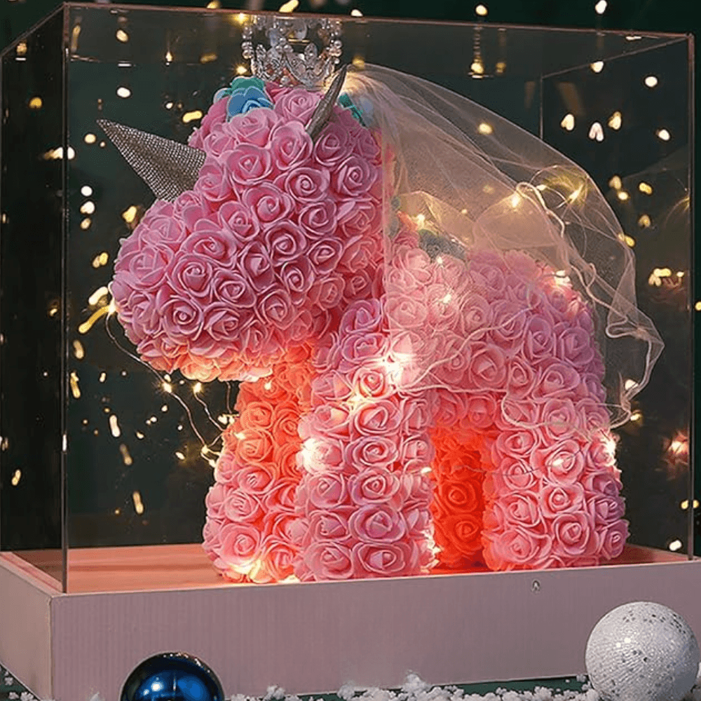 Handcrafted Rose Unicorn Gift - Preserved Roses For Lasting Beauty-Flower Teddy Bear